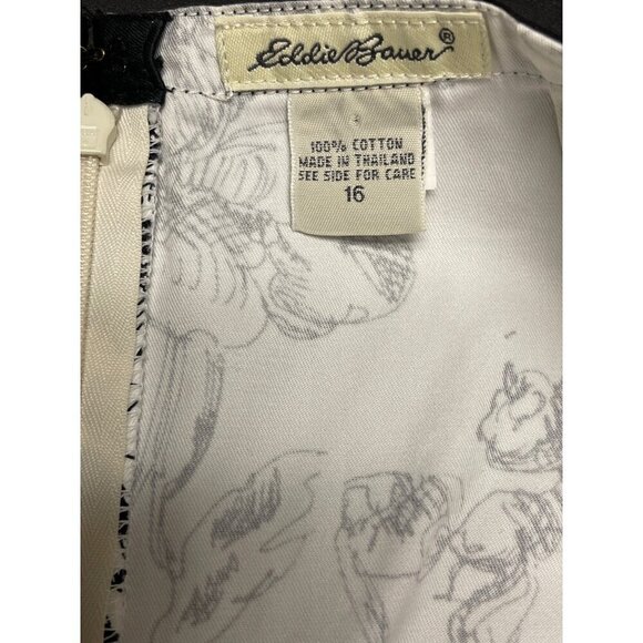 Eddie Bauer Black White Floral Skirt 100% Cotton Short Women's Size 16 - Picture 6 of 6